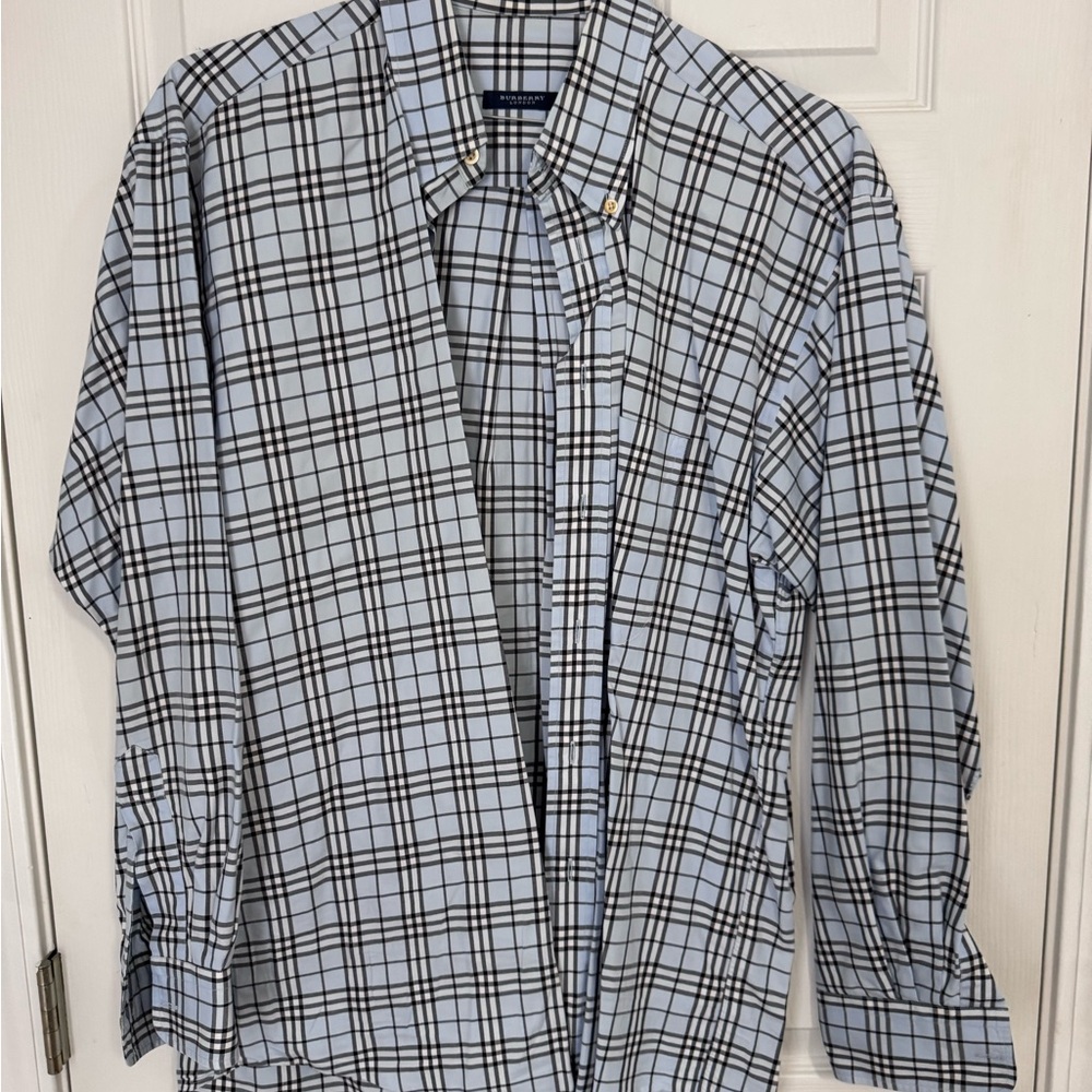 Burberry Light Blue and Black Check Shirt